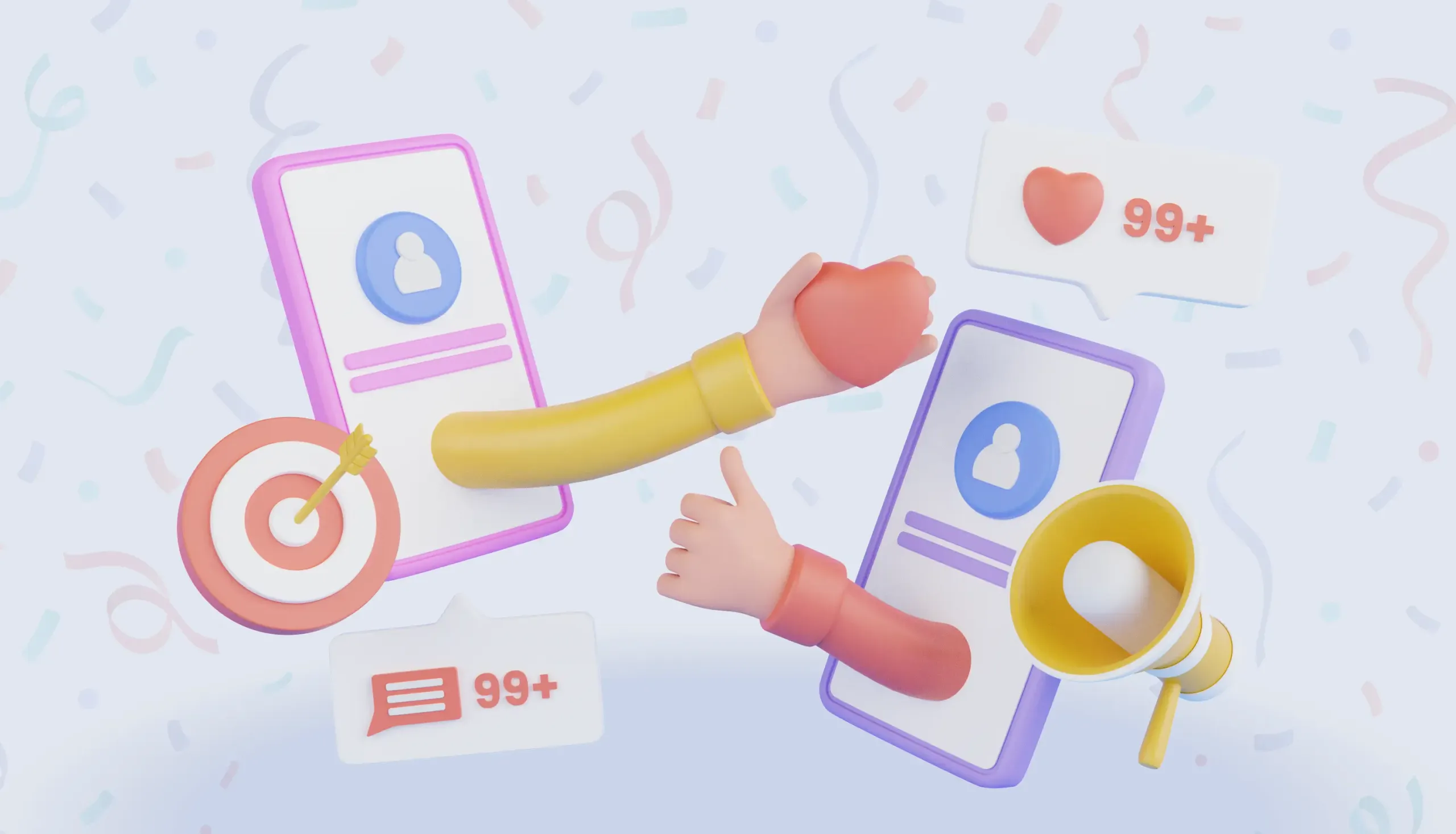 Social media graphic showing likes and shares count for a post.
