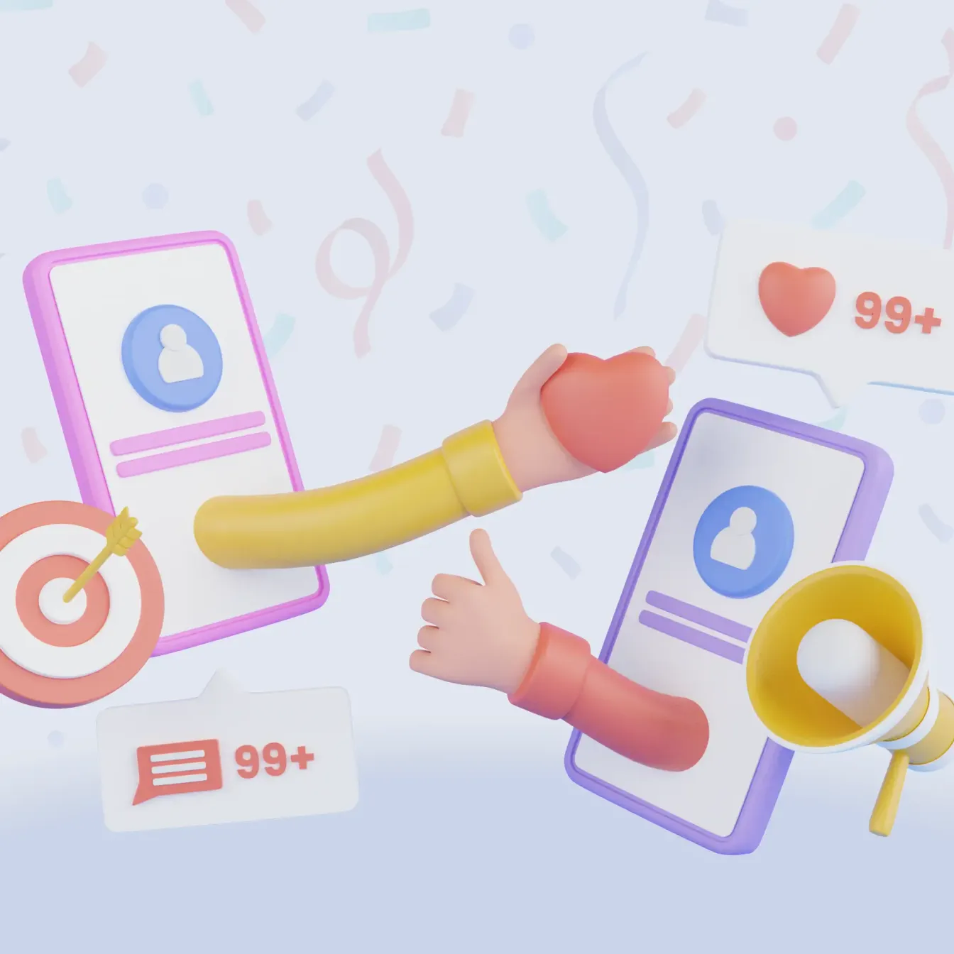 Social media graphic showing likes and shares count for a post.